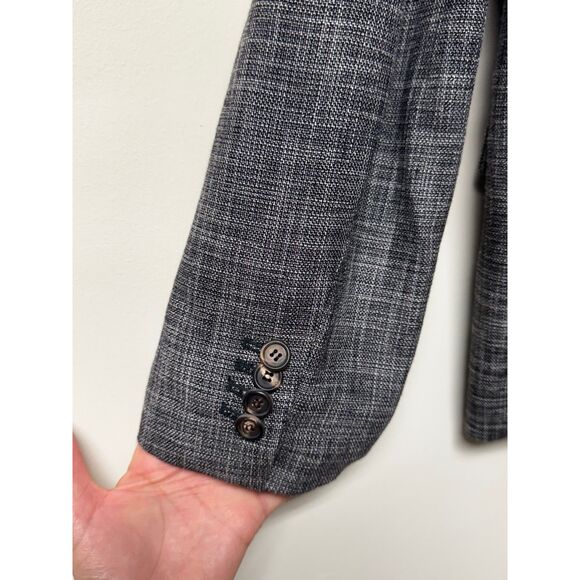 PLAN C Wool/Cotton Three Button Blazer, Melange Blk/Wht, Sz IT 40 - Picture 9 of 13